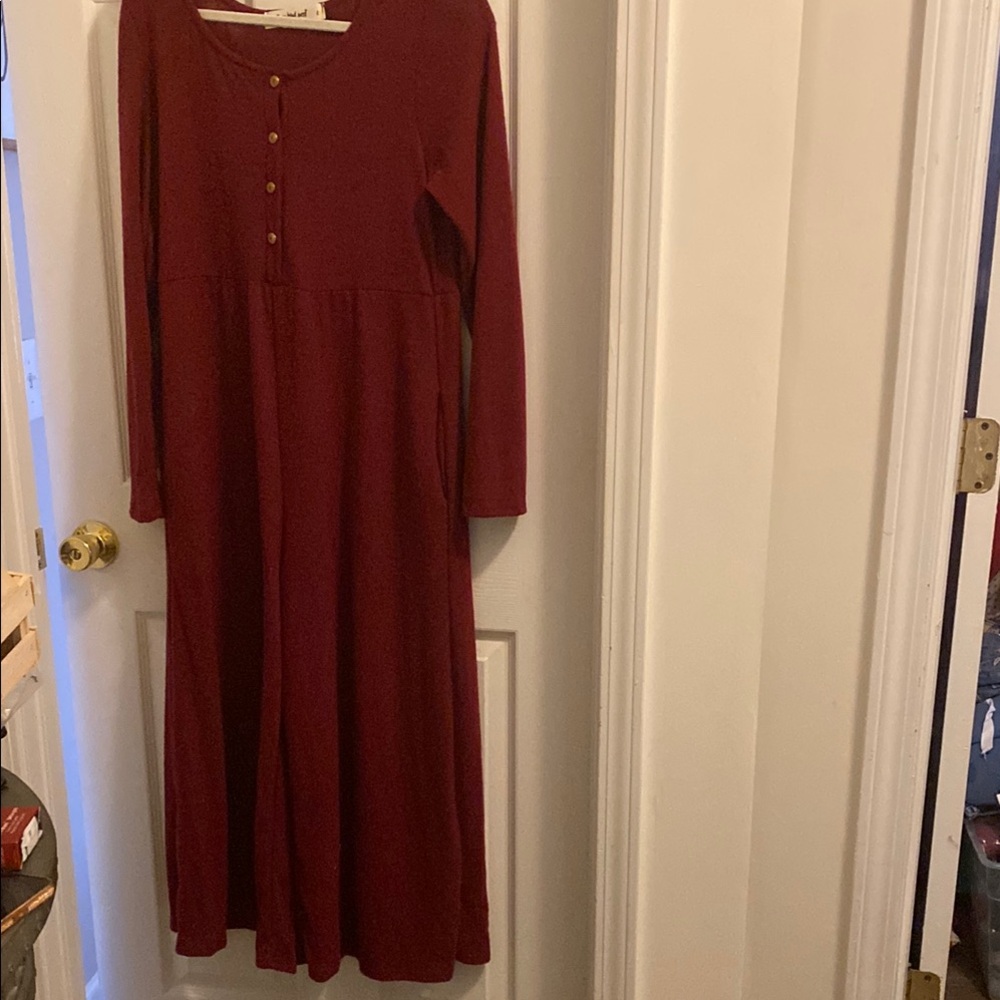 Three Bird Nest Burgundy Long Sleeve Dress